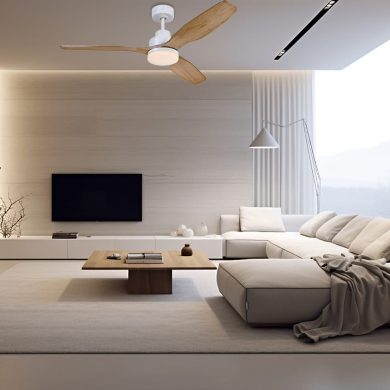 מאוורר תקרה מעץ מלא SACRAMENTO לבן/עץ עם תאורה של המותג ווסטינגהאוס