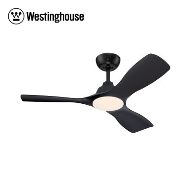 מאוורר תקרה מונטנה שחור עם מנוע DC וגוף תאורה עם דימר