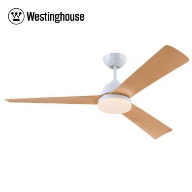 מאוורר תקרה OCEAN לפרגולה לבן/עץ 52" עם שלט ותאורה מוגן מים