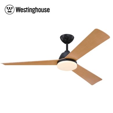 מאוורר תקרה OCEAN לפרגולה שחור/עץ 52" עם שלט ותאורה מוגן מים