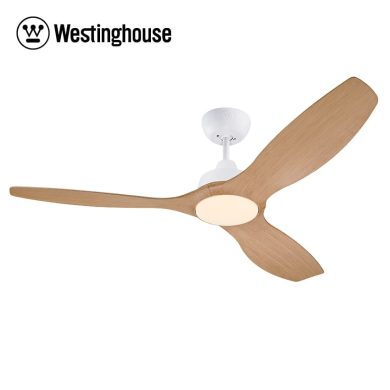 מאוורר תקרה Westinghouse 52" לבן/עץ עם תאורה ושלט