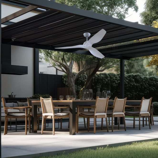 מאוורר תקרה מוגן מים AQUA לפרגולה בצבע לבן