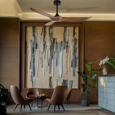 מאוורר תקרה מעץ אמיתי טבעי ללא תאורה TRINITY